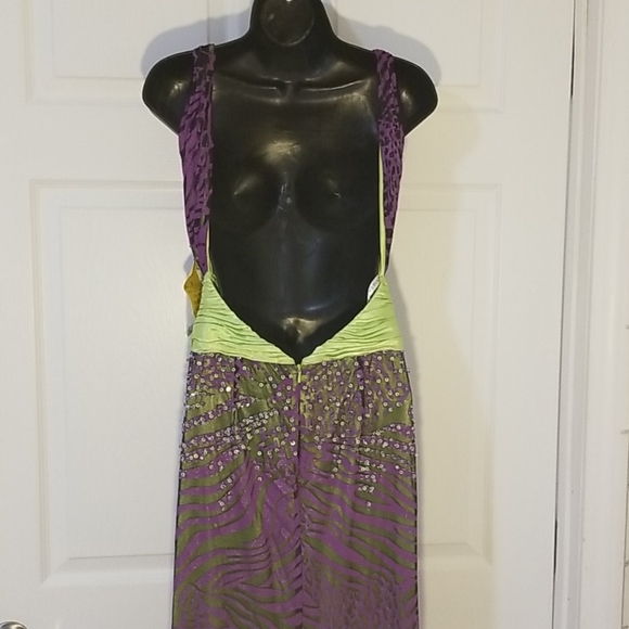 NWT Purple Animal Open Backed Prom Dress - size 8 - Picture 4 of 5